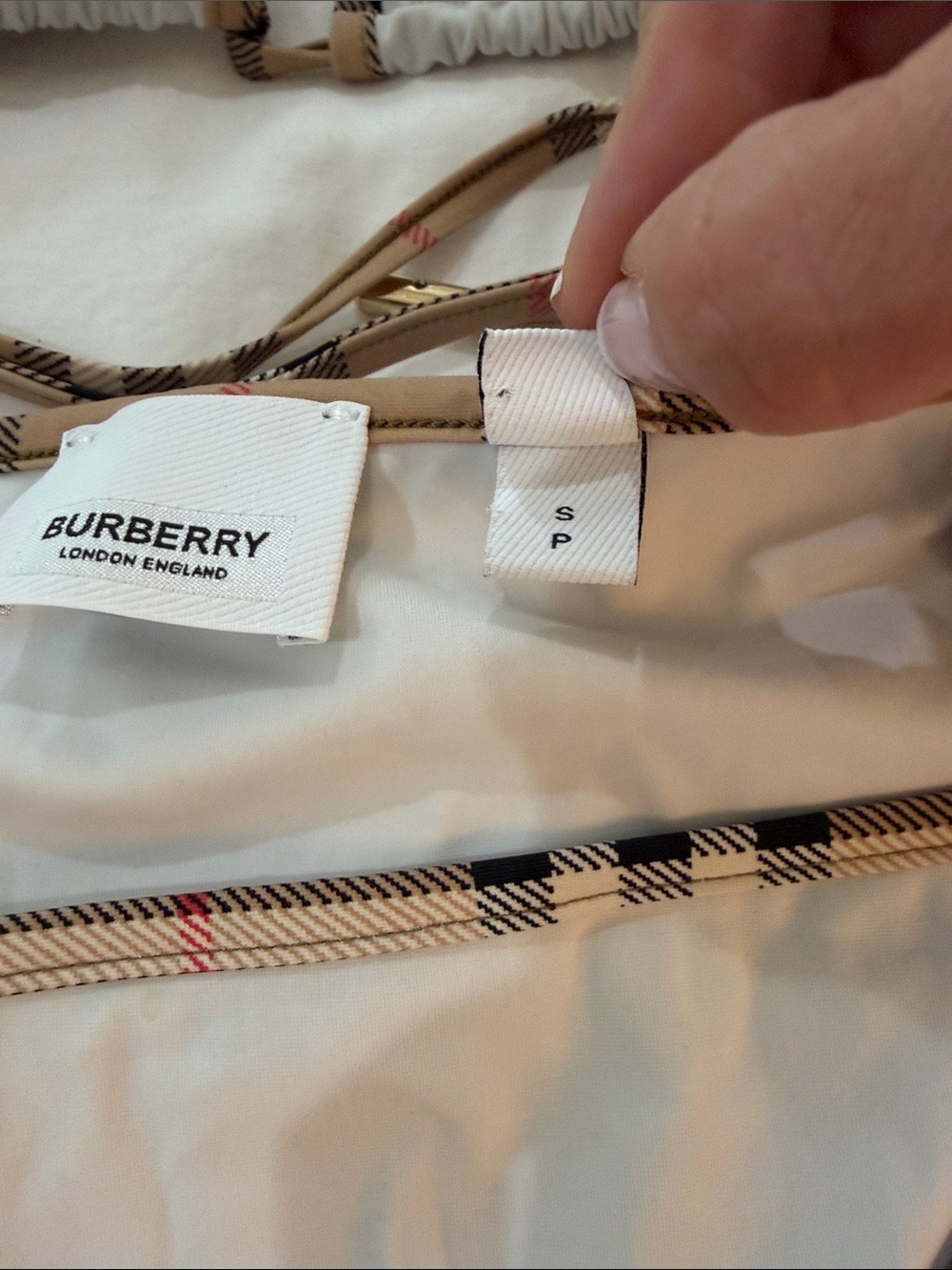 Burberry Beige Bikini with Nova Check Trim - Picture 3 of 7